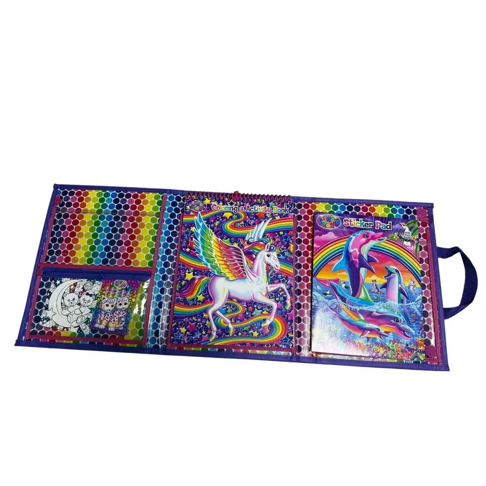 Lisa Frank Pocket Folder Dogs Dolphins Tikanni Art Storage Case Trifold Binder